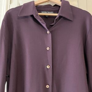 Ellen Tracy Linda Allrad -  Deep Eggplant Wool Blend Shirt